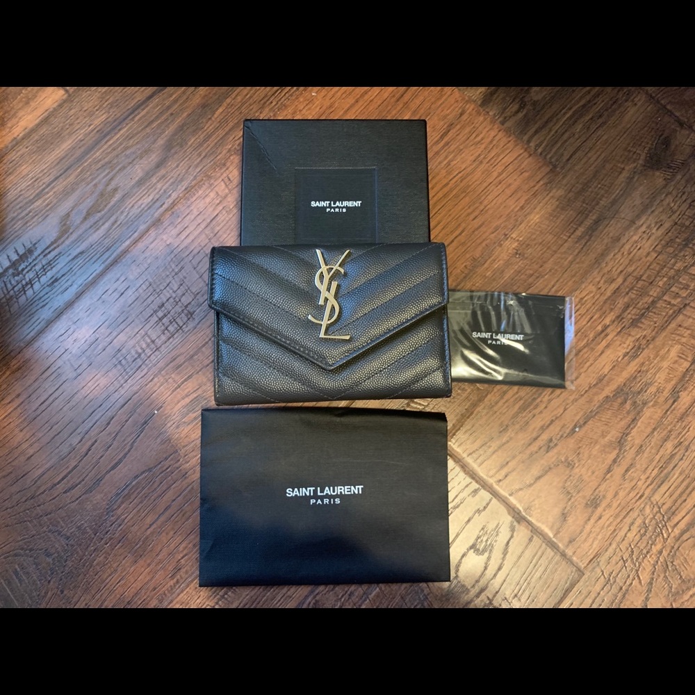 Saint Laurent YSL Small Envelope Wallet Coal Color